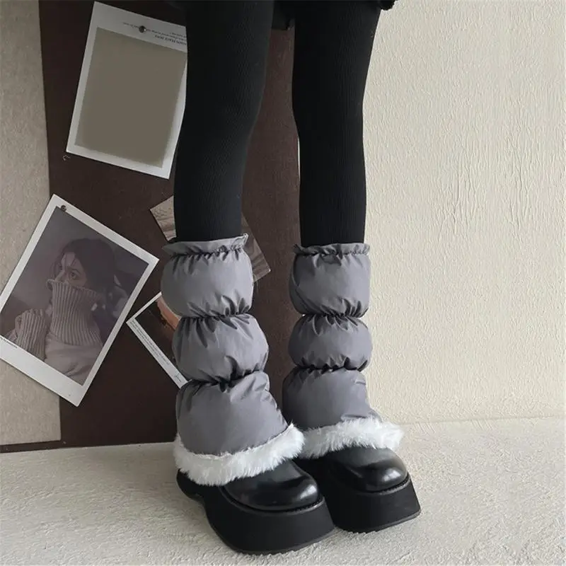 

Padded Plush Hem Leg Warmers for Indoor Outdoor Quilted Split Puffer Socks Cover F3MD