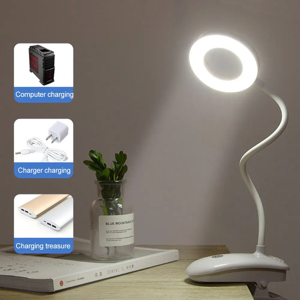 Luz de lectura de ahorro de energía, Clip recargable, versátil e innovadora, lámpara de escritorio de protección ocular, lámpara de escritorio portátil inalámbrica, Led, Usb