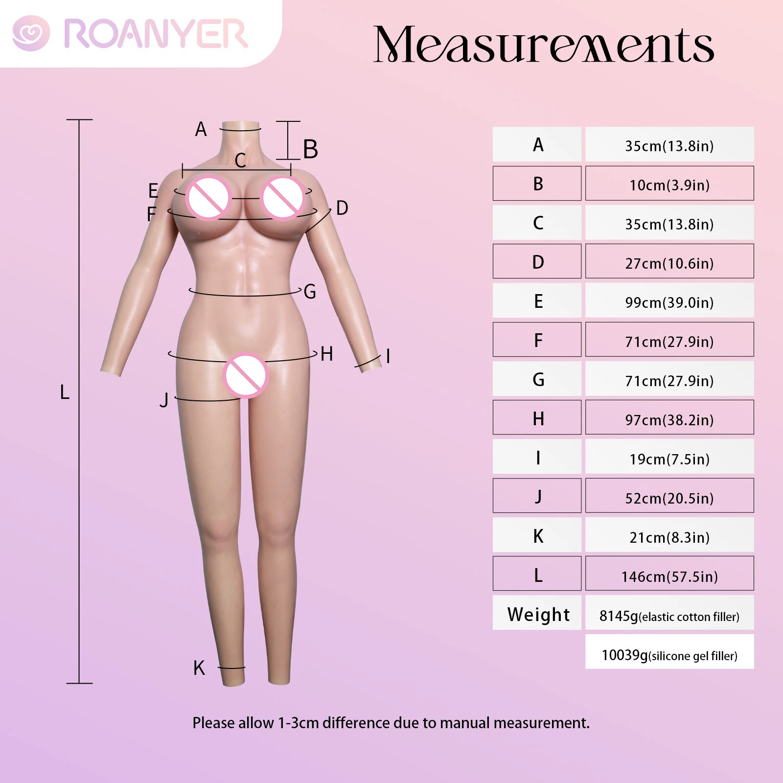 بدلة للجسم من Roanyer H Cup مع أذرع بغطاء كامل للمتحولين جنسيا #6