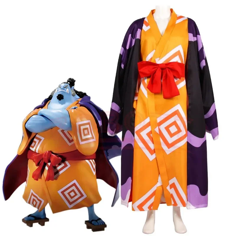 

One Cos Piece Jinbe Cosplay Costume Jinbe Kimono Halloween Party Anime Jinbe Cosplay Costume Orange Japanese Kimono With Cape