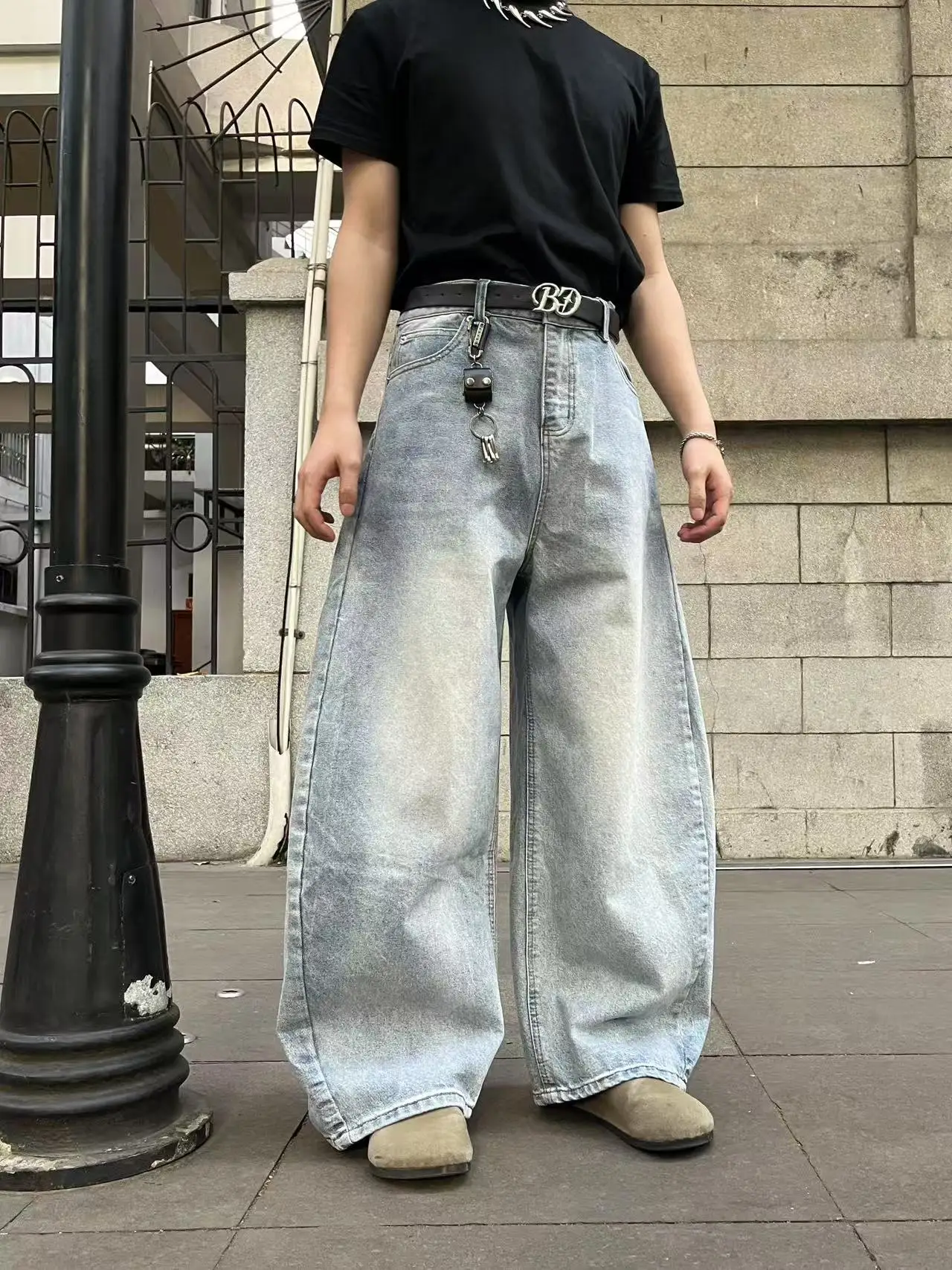 

Мужские повседневные свободные джинсы American Sle Vintage Cleanfit, прямые брюки с завышенной талией для подростков