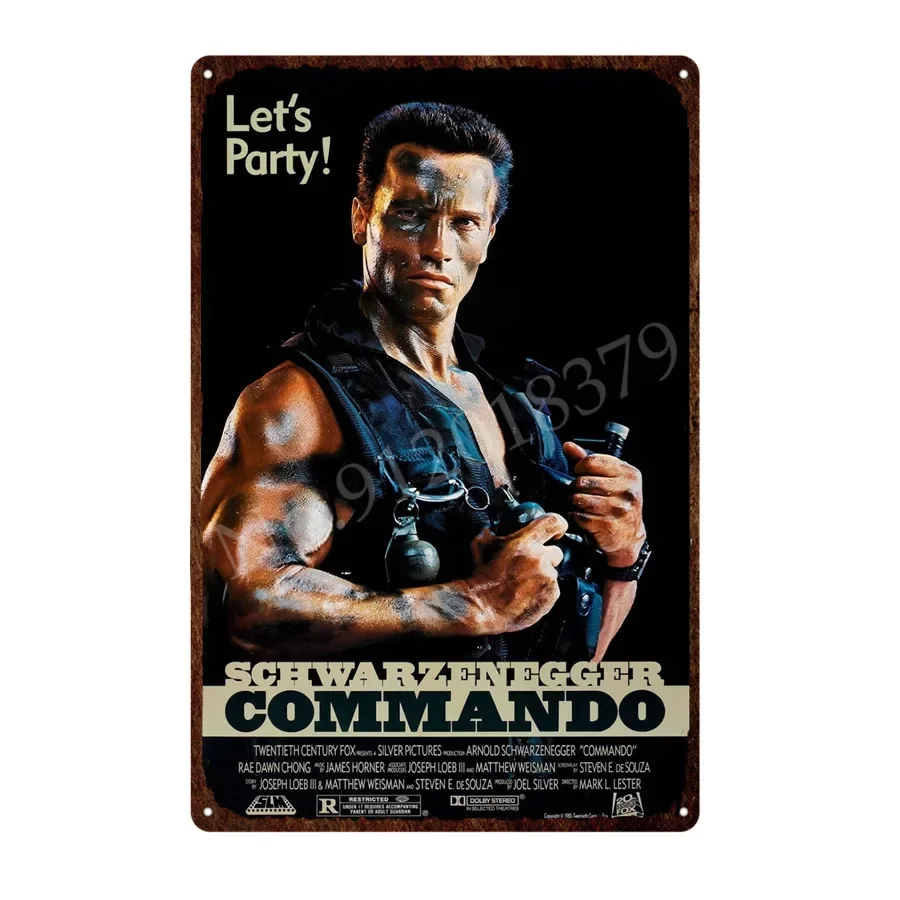 Commando Movie Poster plaque 1985 metal tin sign vintage Art iron painting Home bar pub Wall Decorative retro tin plate 30x40cm