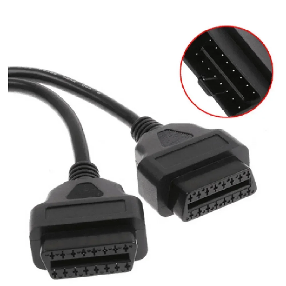 J1962  Round Wire OBDII OBD 2 OBD2 16 Pin ELM327 Male To Dual Female Y Splitter Extension Connector Cable