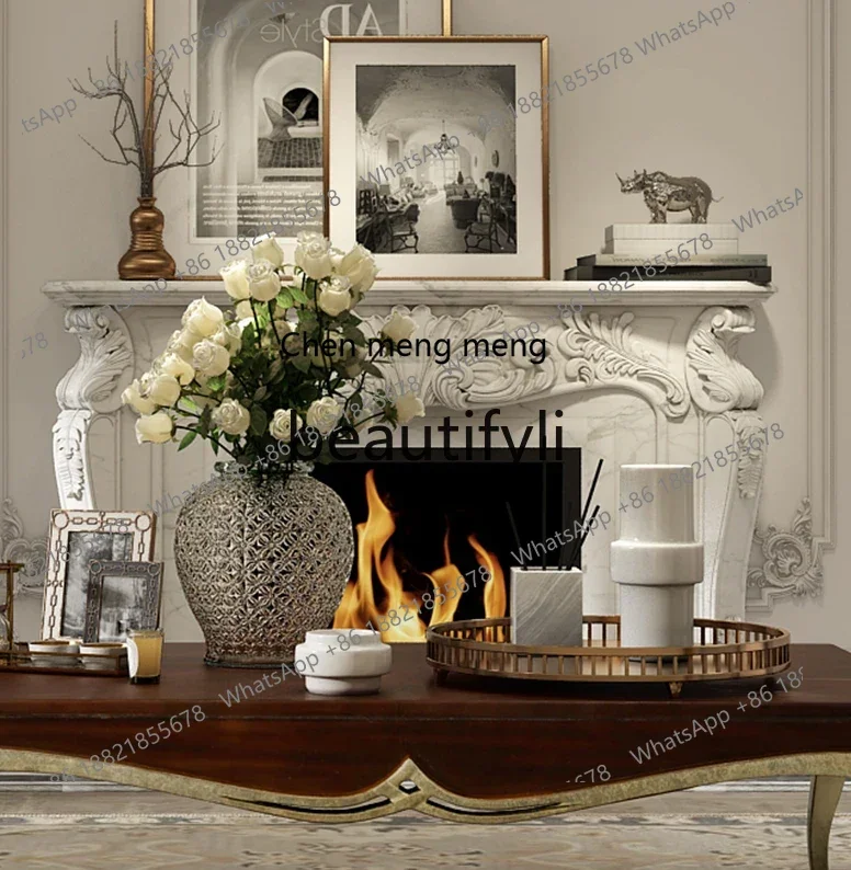 

G Marble fireplace French carving interior decoration marble stone mantel custom