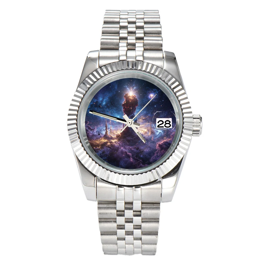 Men's 36/39mm Waterproof Watch Customizable DIY Sapphire Glass Stainless Steel NH35 Movement Creative Logo Design