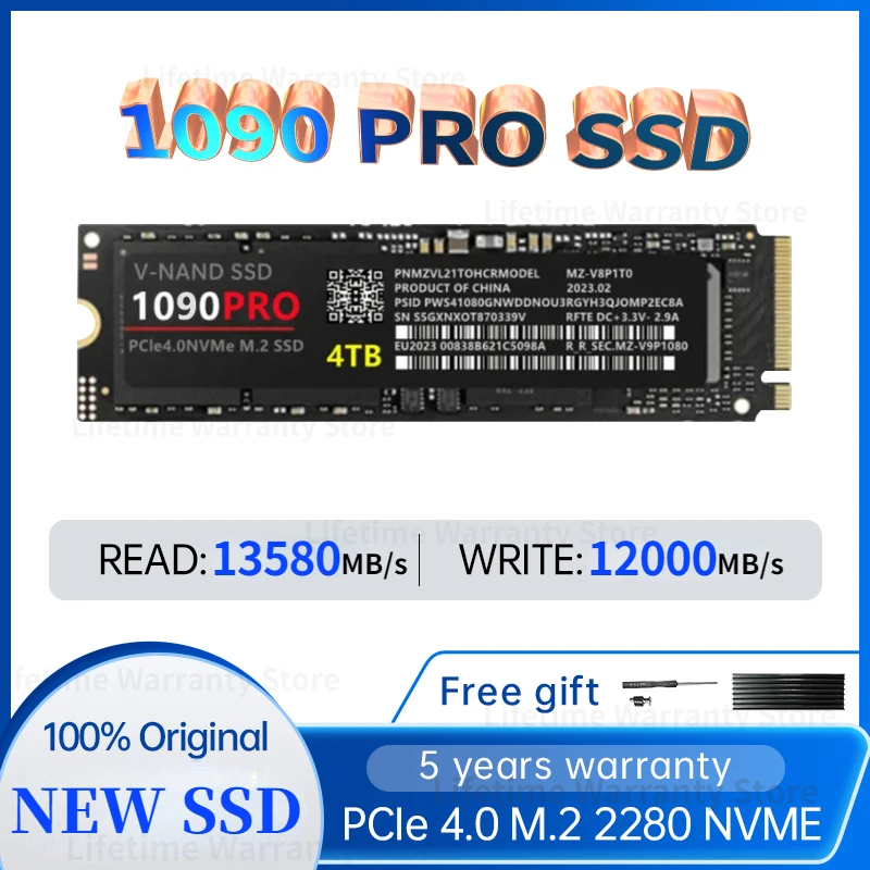 

NEW 1090 PRO SSD Nvme M2 256gb 512gb 1tb 2TB M.2 SSD 2280 SSD Hard Drive PCIe 4.0 x4 Internal Solid State Disk for ps5 desktop