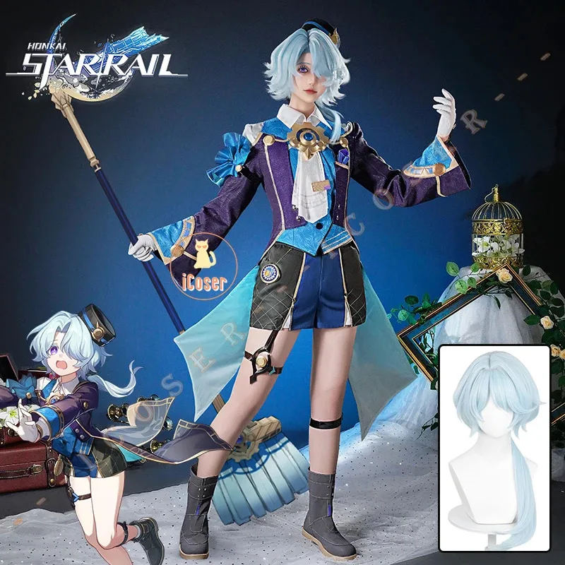 iCoser Misha Cosplay Kostüm Perücke Honkai Star Rail Uniform Hut The Reverie Hotel Bellboy Halloween Party für Frauen Männer Cos Propsa