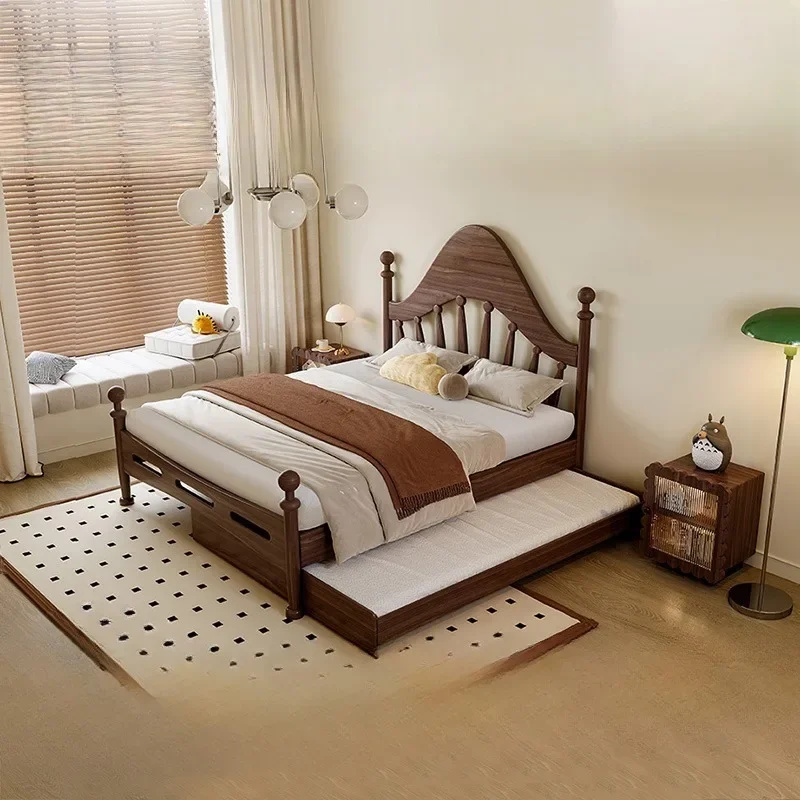 

French retro bed, girl princess new Chinese style, medieval style all solid wood American bed