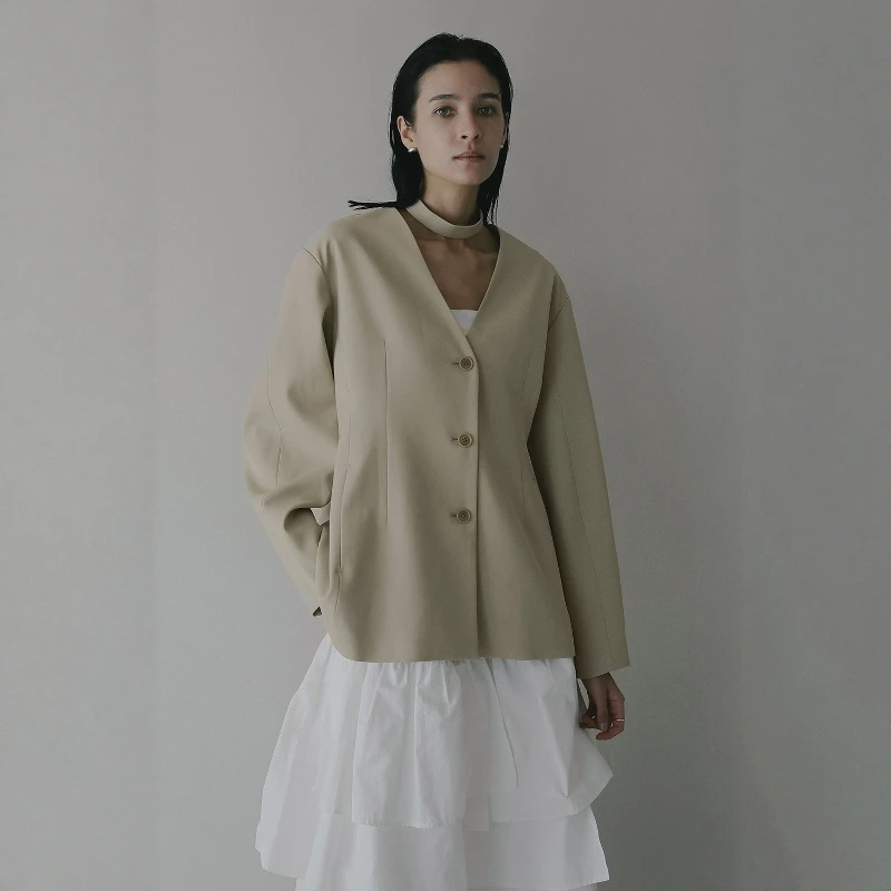 

Torowee Ele Pure Color Faionable Simple Design Women's Suit Top Star Home 2025 Autumn Long Sve Button Detail