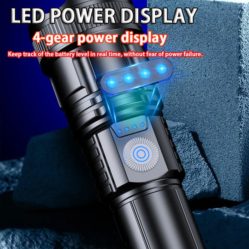 2pcs Strong Light Flashlight USB Rechargeable Small Xenon Lamp Portable Ultra Bright Long-range Outdoor Household Led