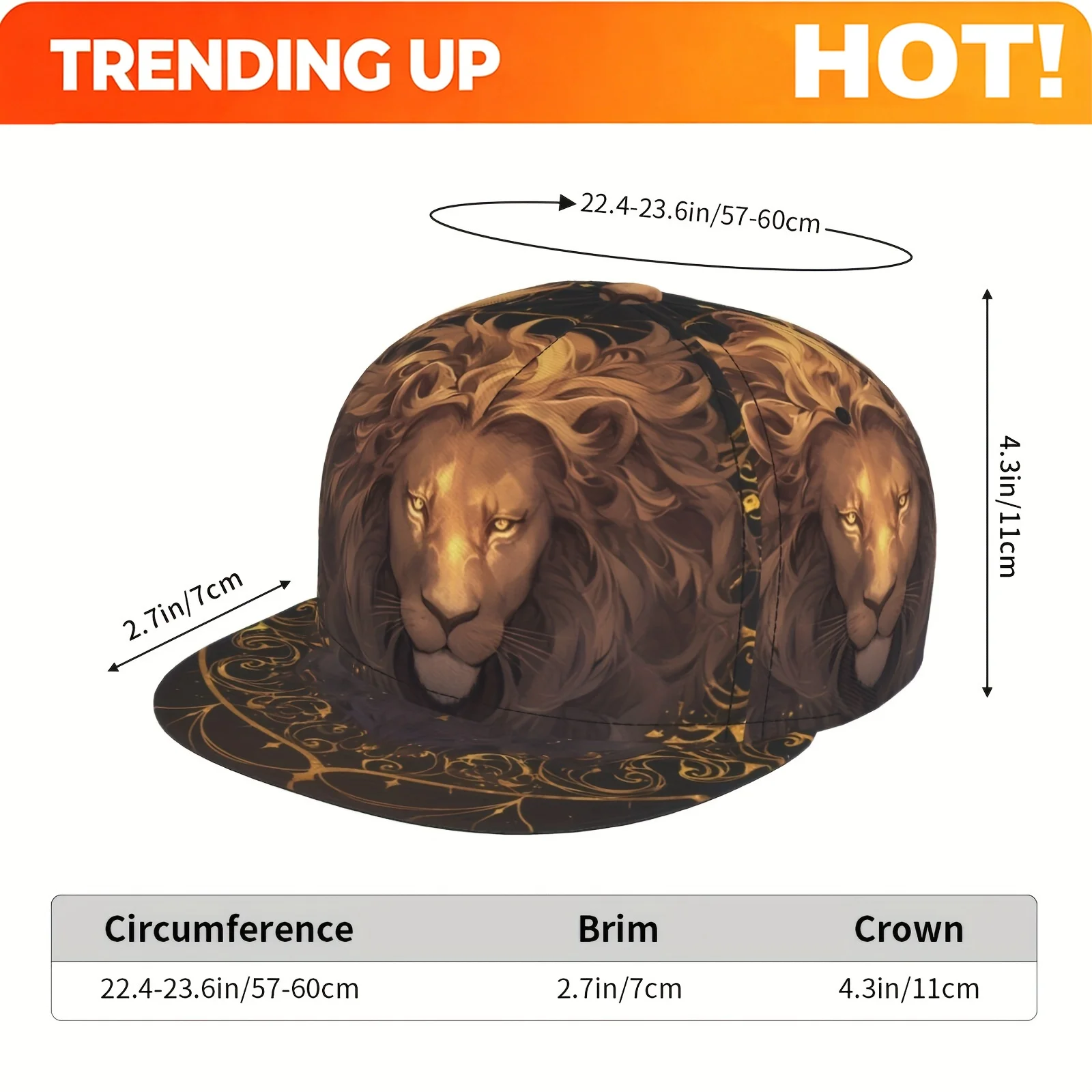 1pc, baseball cap, golf cap, lion, Men's and Women's sports fashion, suitable for seasonal running exercises and outdoor activit