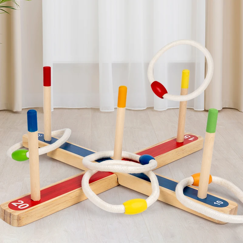 

Wooden Ring Game Set - Group Activity Two-Person Competitive Scoring Game Children's Hand-Eye Coordination And Competitive Game
