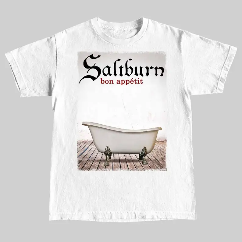 Saltburn 'Bon AppéTit' T-Shirt Fashion Top tee T Shirt Short Sleeve Cotton Men's Crew Neck Printed Tee