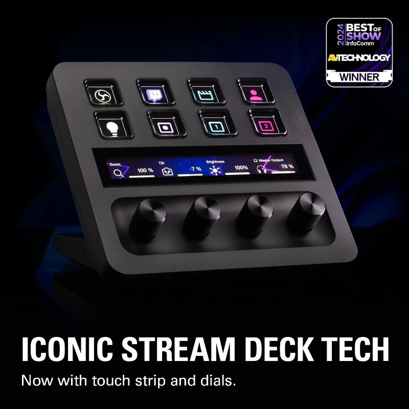 HOT Stream Deck +, Audio Mixer, Streaming, Gaming, with touch strip dials and LCD keys,home.