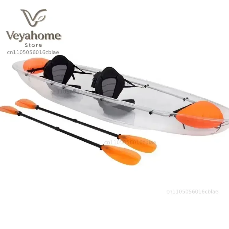 High Quality 2023 Popular PC Transparent Boat Canoe Double Kayak Multi-Person Water Canoe Transparent Boat Clear Kayak 2 Person