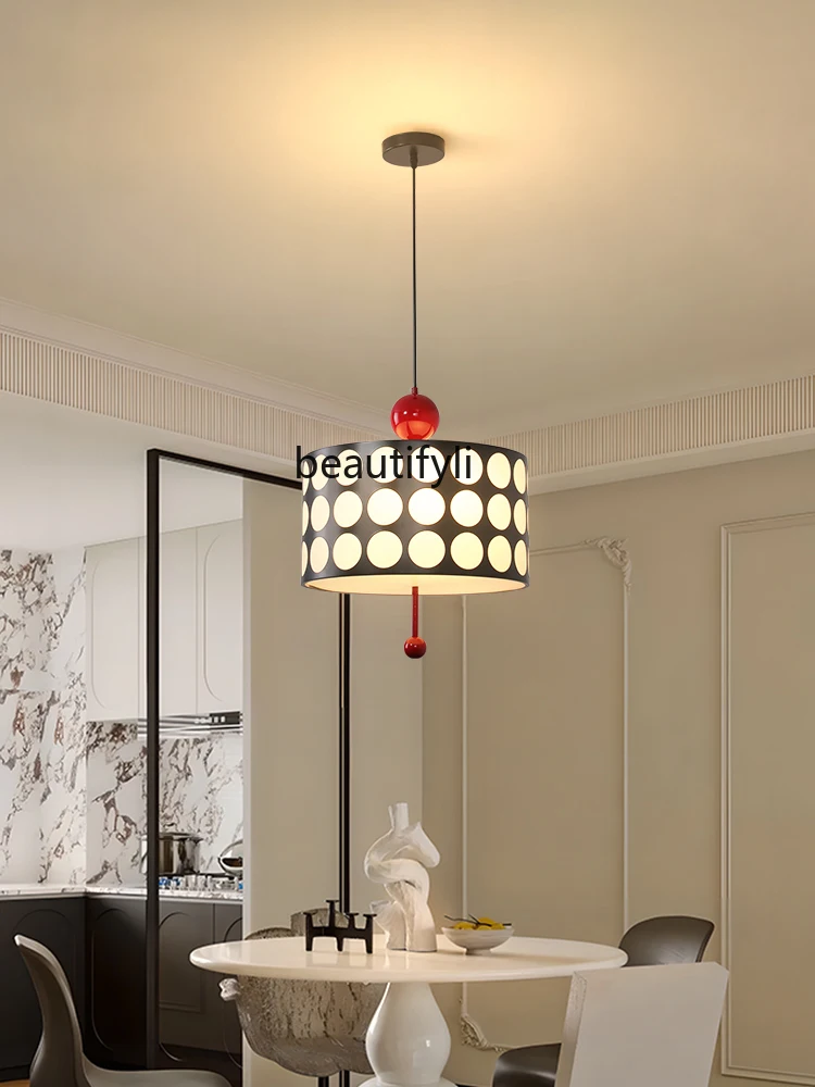 Polka Dot Cylinder Chandelier Retro Nanyang Atmosphere Restaurant Decorative Lamp Creative Shape Pop Style New Dining Room