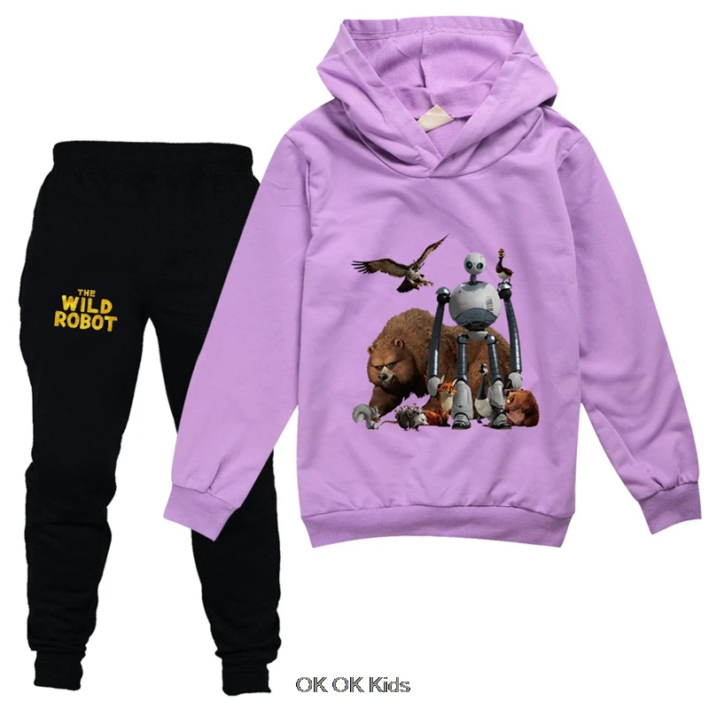 

Lovely The Wild Robot Hoodie Kids Clothes Boys Fashion Hooded Sweatshirts Pants 2pcs Sets Toddler Girls Pullover Outfits Gift