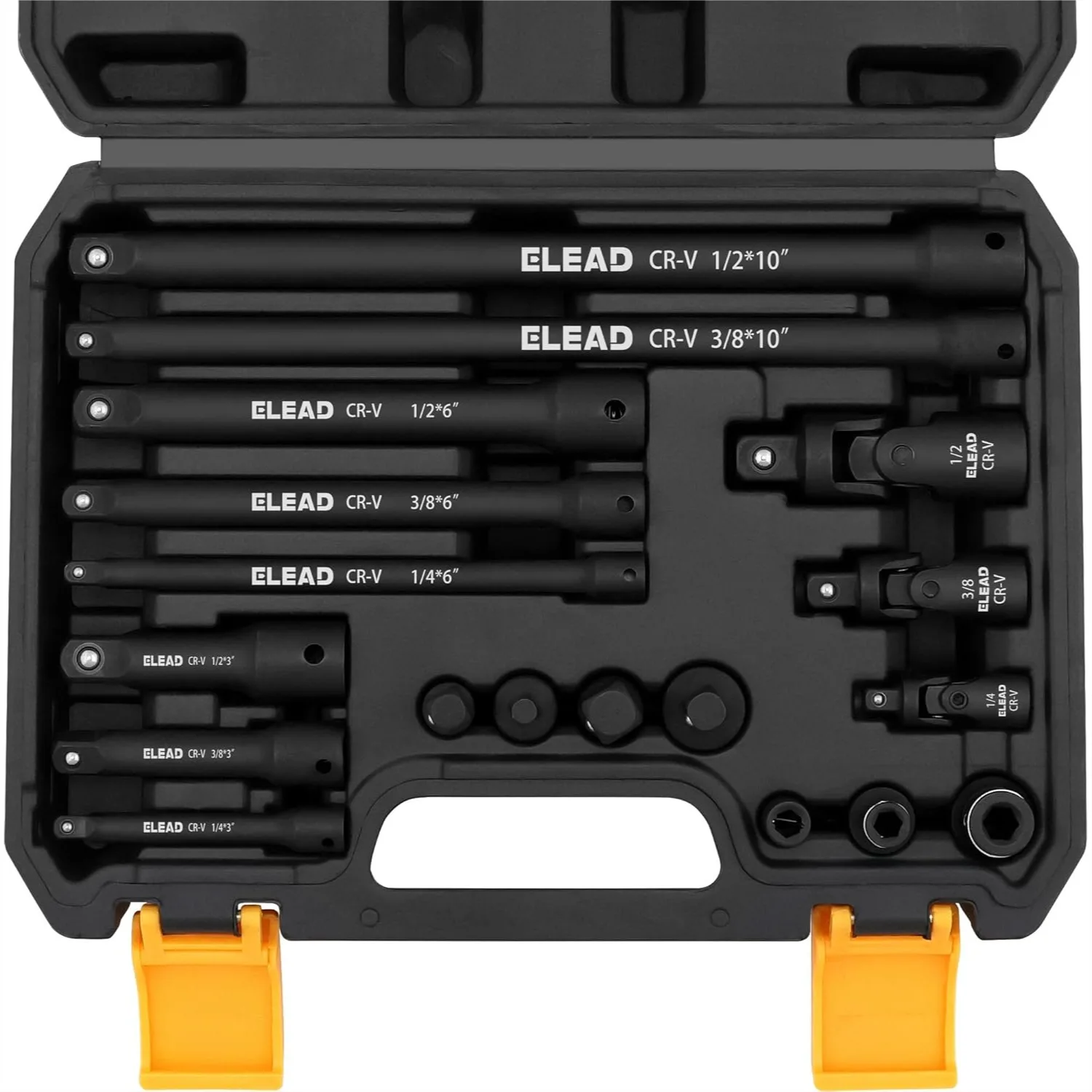 

18-Piece Impact Socket Extension Set, 1/4 3/8 1/2 Inch Drive with Swivel Joints and Adapters for Mechanics