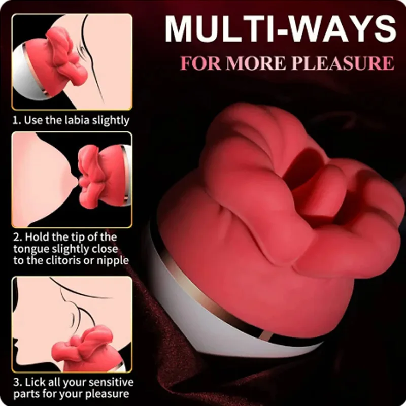 Red lip rose silicone vibrator, vaginal tongue licking, masturbation, Clitoris stimulator, G-spot massager, female adult sex toy