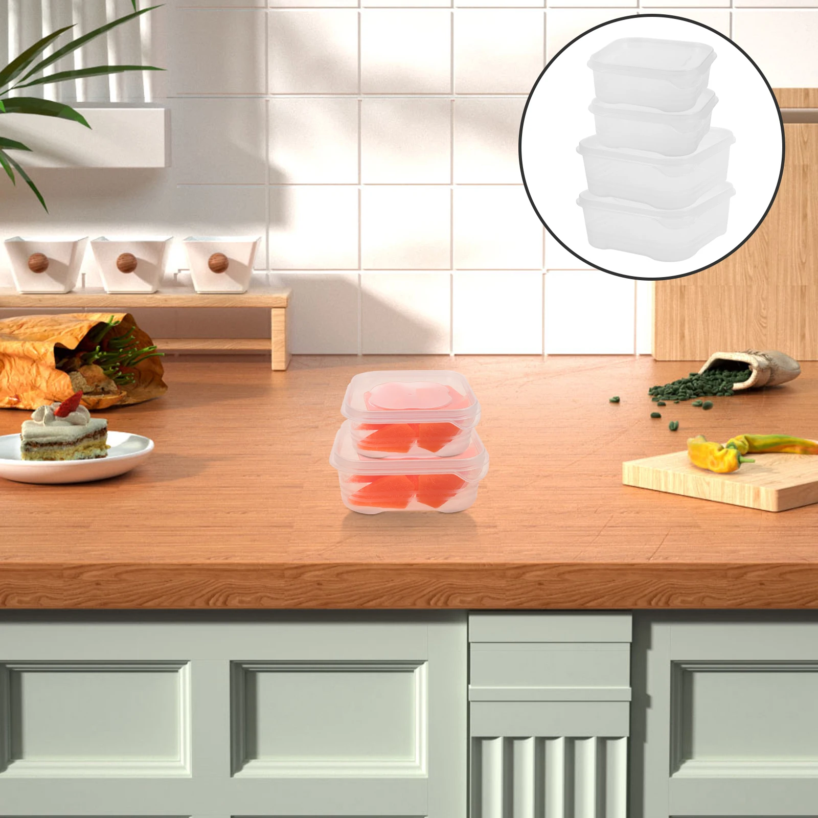 

4pcs Food Freshness Box Multifunctional Storage Container For Vegetables Meat Fruits Odor Prevention Easy Cleaning