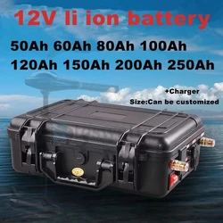 waterproof 12v 80Ah 100ah 60Ah 150Ah lithium battery 12v 200ah li ion for Trolling Motor Fishing Inflatable Boat camping EV