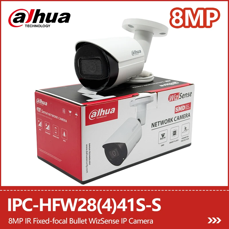 

Dahua 4MP 8MP 4K IR Bullet IP Camera Human&Vehicle Detection Built-in Mic WDR IP67 Security Cam IPC-HFW2441S-S IPC-HFW2841S-S