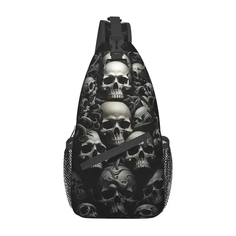 Gothic Skeleton Death Skull Sling Crossbody Chest Bag Men Casual Shoulder Backpack for Traveling