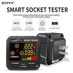 ZOYI-Testeur de prise numérique, détecteur de tension intelligent, test RCD GFCI NCV, grand écran, vérificateur de sortie, prise EU US UK, Ground ontariLine