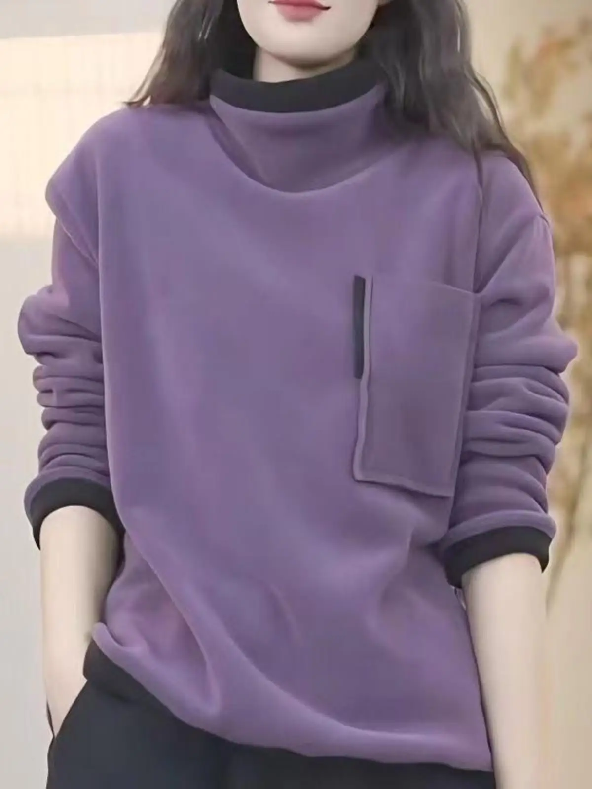 

Thickened Double-sided Velvet Hoodie High-neck Loose Long-sleeve Fashion Casual Warm Top for Autumn Winter New Arrival