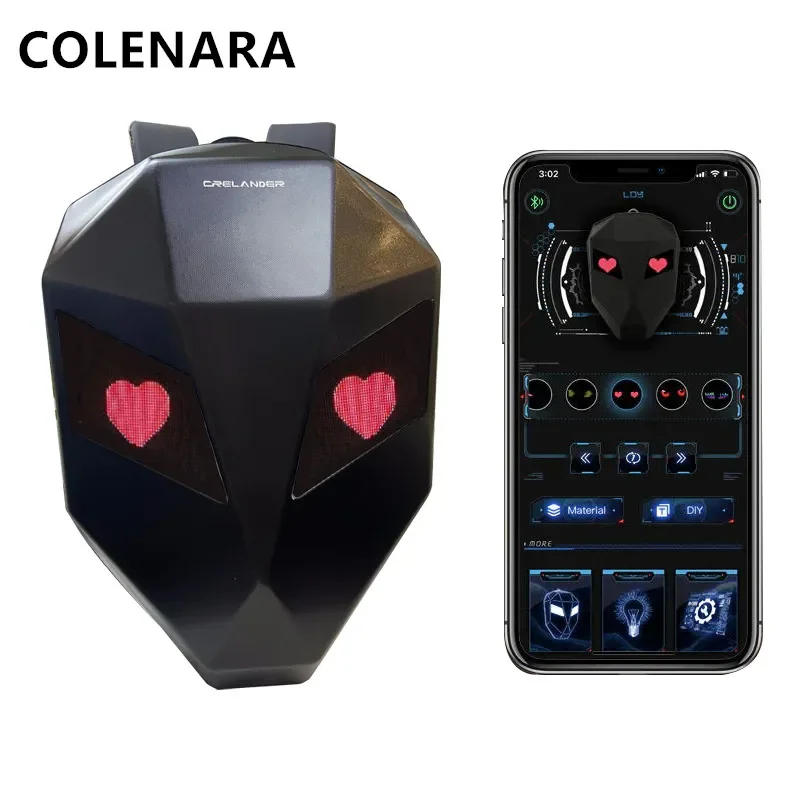 

COLENARA Hard Shell Backpack Men's Laptop Schoolbag ABS Lightweight Waterproof Shoulder Bag Men's LED Outdoor Riding Helmet Bag