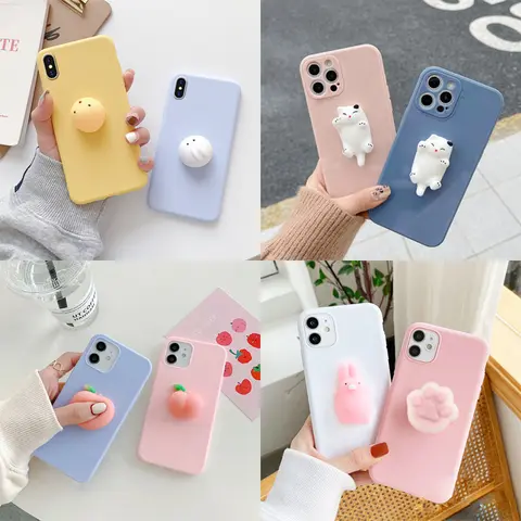 Squishy 3D Toys Chick Phone Cat Case For Samsung Galaxy S6 S7 S8 S9 S10e S20 S21 FE S22 S23 Ultra Cartoon Funny Foot Soft Cover