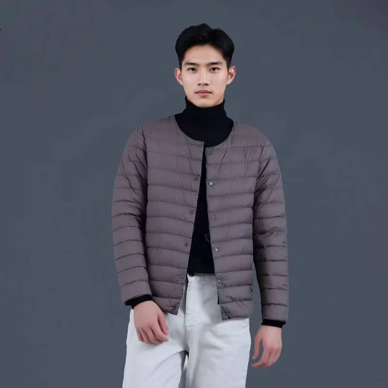 Autumn Winter New Lightweight Lining Thickened Cotton Coat Men's Lightweight Short Warm Collarless Cotton-padded Jacket