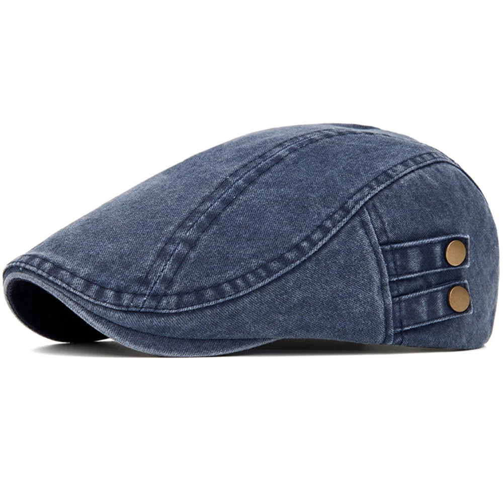 HT5054 Mens Berets Women Spring Summer Autumn Sun Cap Artist Painter Beret Hat Male Female Ivy Flat Cap Washed Cotton Beret Caps