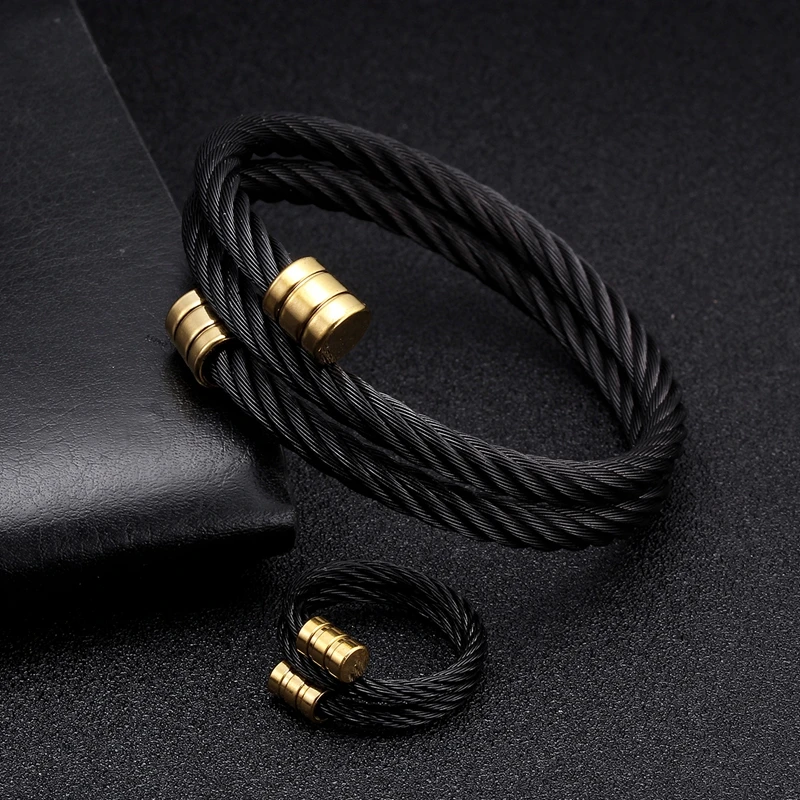 New Fashion Stainless Steel Braided Open Men Women Charm Cuff Bracelets Trendy Chain Link Sporty Wrap Bracelets Jewelry Gift