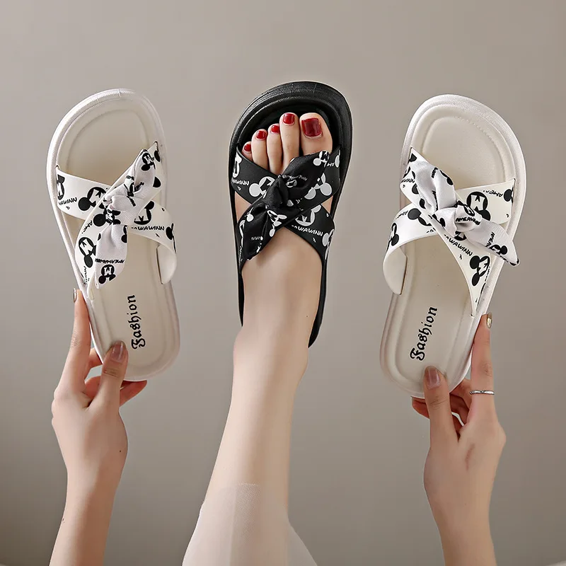 

Summer Women Bow Slides Soft Cushion Non Slip Sole Flip-flops Fashion Comfortable Casual Sandals