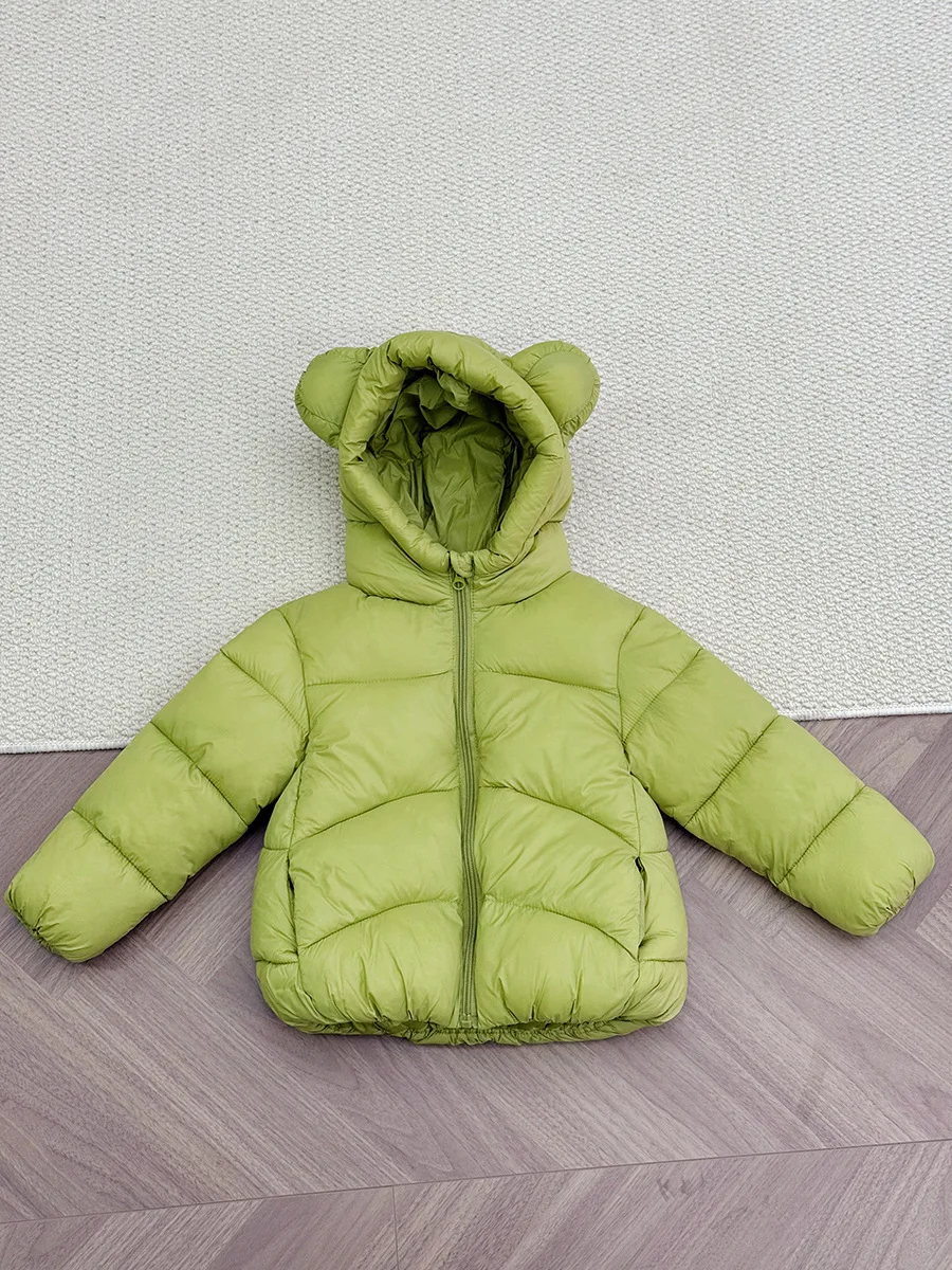 

2025 New Boys and Girls Down Cotton Jacket Autumn Winter Warm Cotton Coat Hooded Outerwear