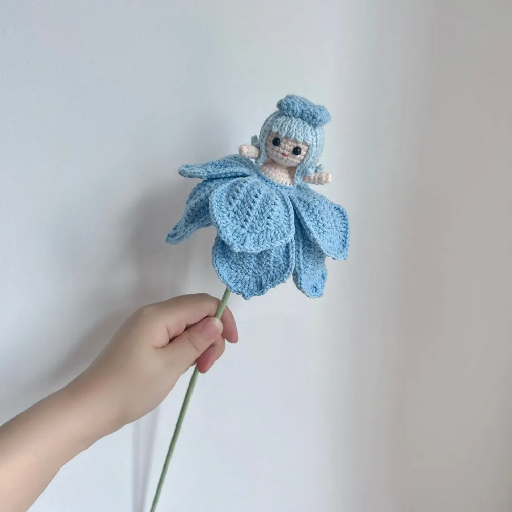 

Handmade Tulip Fairy Wool Doll Crocheted to Resemble a Soft Simulated Tulip Bouquet Perfect for Garden Lovers