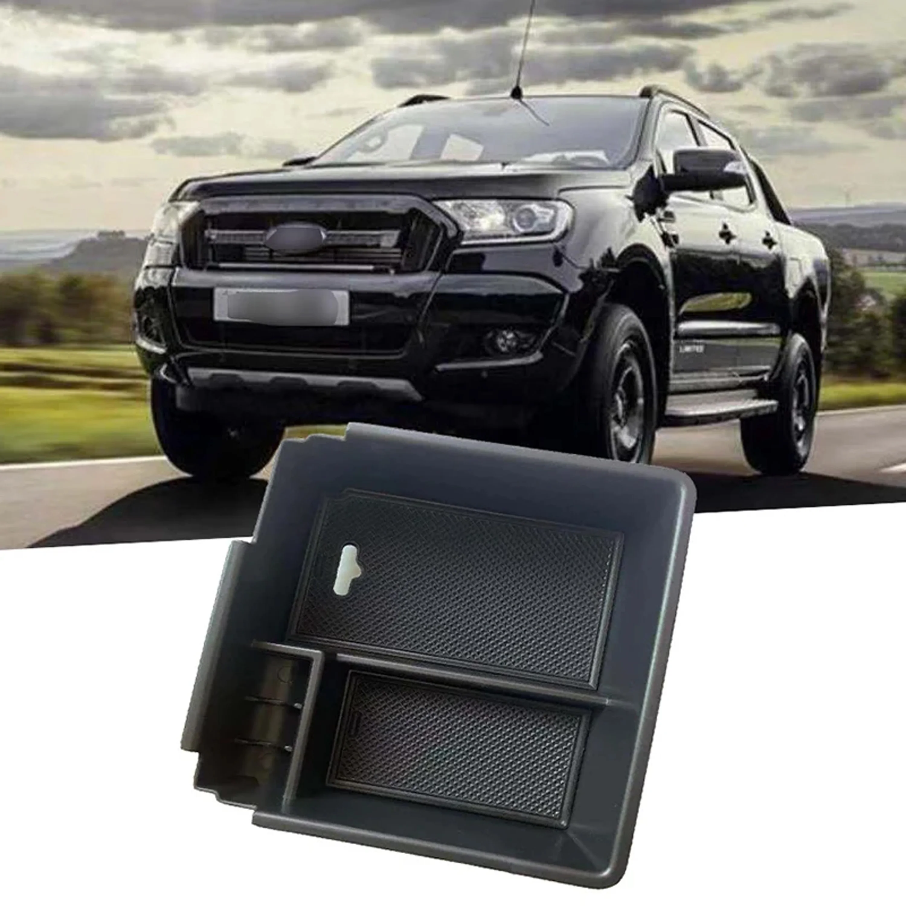 

For Ford Ranger 2019-2021 2022 2023 XL XLT Lariat Accessories Storage Tray Armrest Box ABS Tray Insert Organizer Glove Pallet