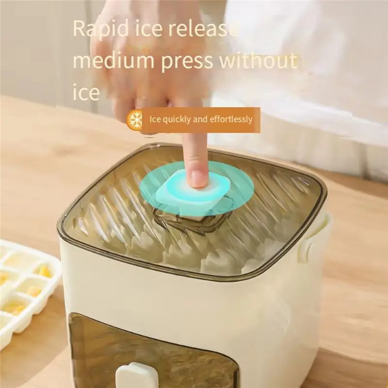 AC23-2-Layer Ice Block Tray With Press Mold, Ice Storage Box For Fridge, Ideal For Drinks & Food Storage