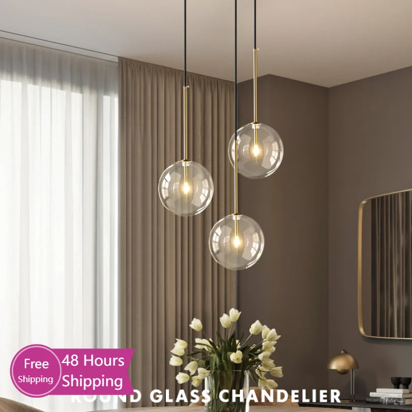 Bubble Glass Ball Pendant Iluminação para Bedroom Bedside Cozinha Sala de jantar Banheiro Pendurado Luzes Decoração Lâmpada Teto Led