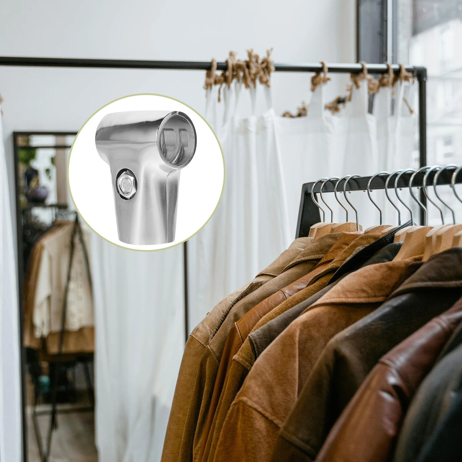 

2pcs Stainless Steel Connectors T-Clamp For Clothes Drying Rack Shelf Pipe Assembly Two-Way Connector Clamps End Rail Fitting