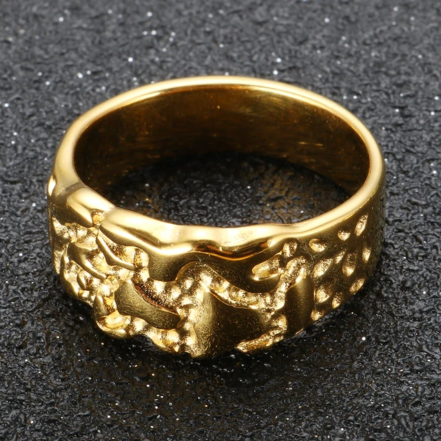 Gold Nugget Rings Women Gold Fashion Rings Unique Gold Nugget Ring Men Vintage Aliexpress