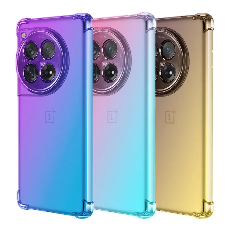 Gradient TPU Case for OnePlus 12 One Plus 12R 11 11R 10 Pro 10T Cover Protective Shockproof Transparent Fundas Coque Capa