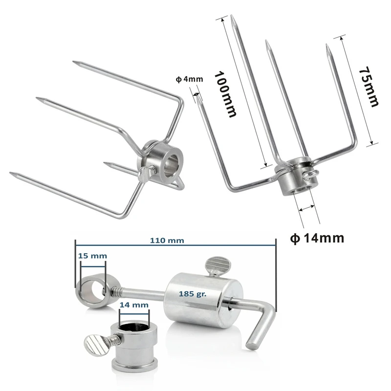 Dia 14mm Electric Automatic Rotating Grill Fork Kit Spit Counter Balance Bushing Rotating Sleeve Limit Block BBQ Accessories