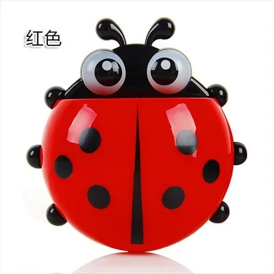 1PCS Ladybug Animal Insect Cartoon Toothbrush Toothpaste Holder Bathroom Wall Suction Holder Container Organizer Brush Holder