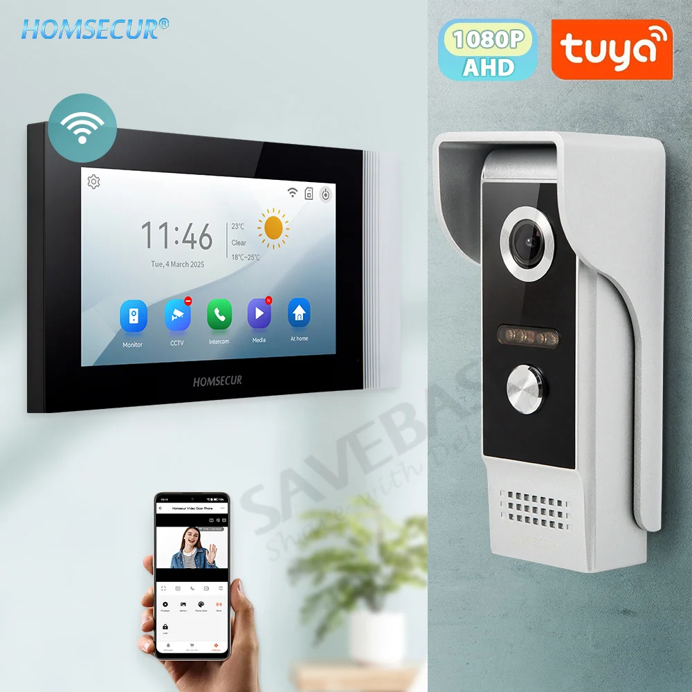 4 سلك 7 "اليدين الحرة WIFI Tuya APP HD أمن الوطن فيديو باب الهاتف نظام اتصال داخلي 1080P IP65 كاميرا جرس الباب كشف الحركة #1