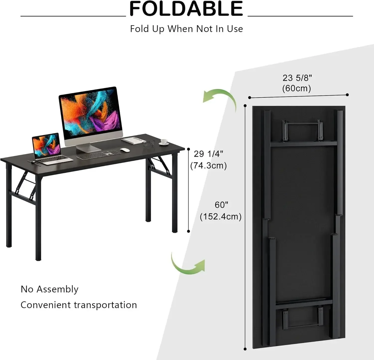 [Discounted Price, Hot Sale!]Home Office Desk - 60 Inches Large Computer Desk Sturdy Black Table Foldable Desk Gaming Computer T