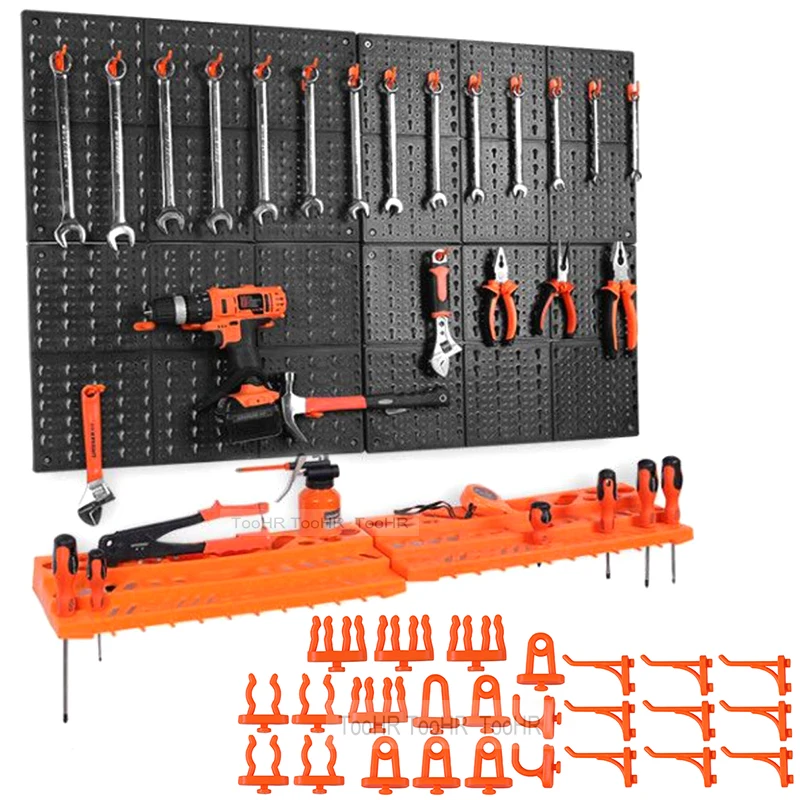 Hardware Tool Hanging Board ABS Wall-mounted Tool Box Parts Storage Box with Hook Tool Hanger Tool Box Organizer Garage Storage