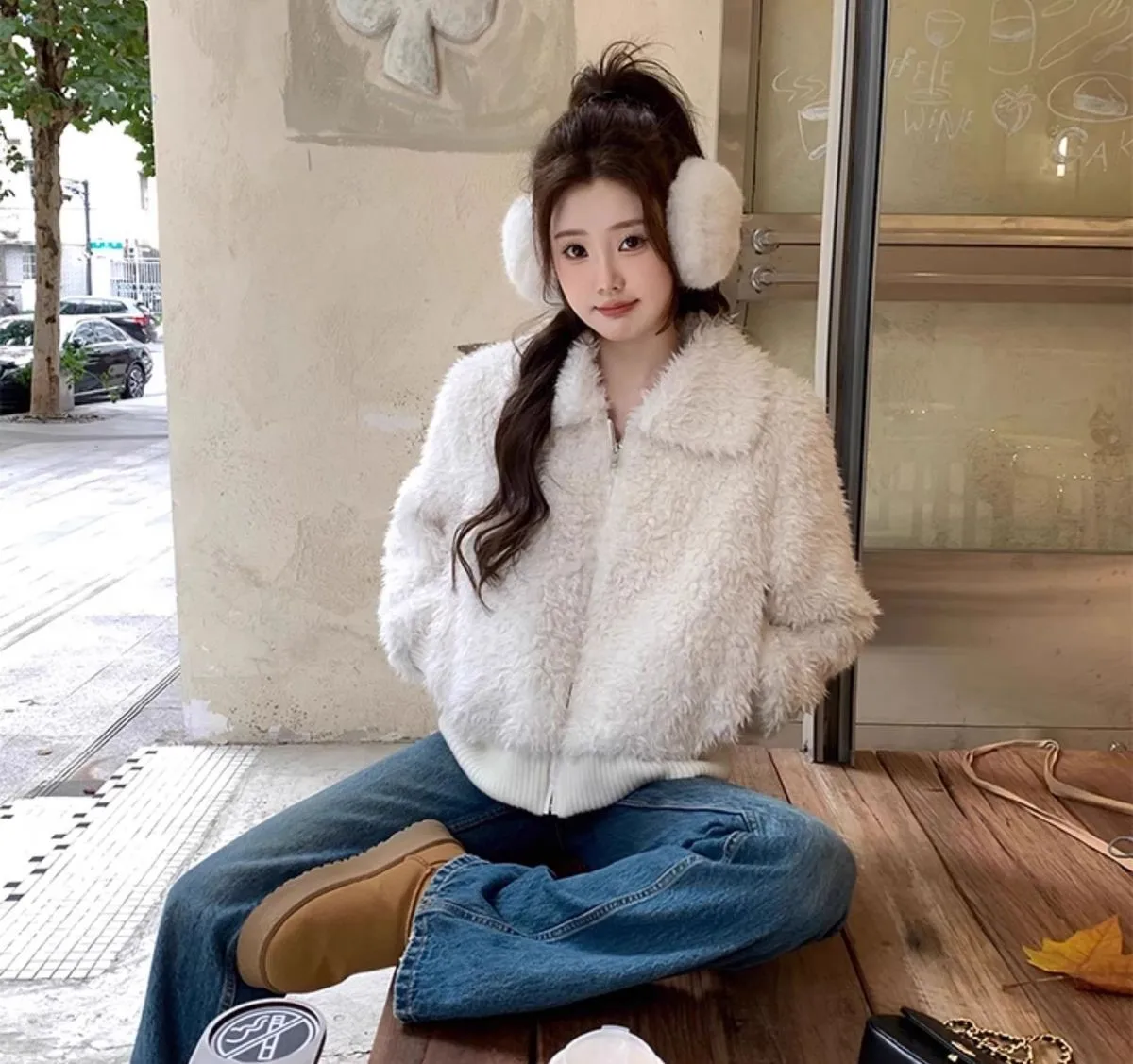 

Пальто с декором из искусственного меха, женские вьющиеся двубортные вечерние молодые городские подходят для сращенного кофейного мото-стиля, водолазка, удобная рабочая одежда