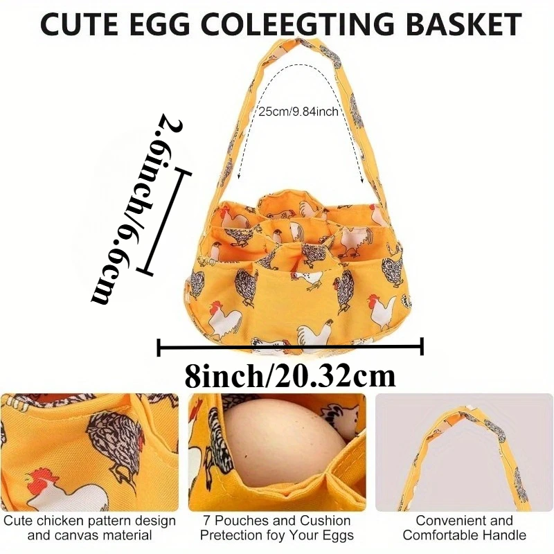 Cute Egg Collecting Apron and Basket Set with Deep Pockets Pouches Chicken Apron Outdoor Farm for Mom Women Men